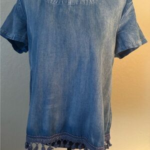 MÜR MÜR Denim Top with Tassel Hem